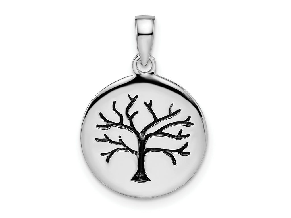 FJC Finejewelers 925 Sterling Silver Rhodium Plated Oxidized Circle Tree Charm 22 x 14 mm