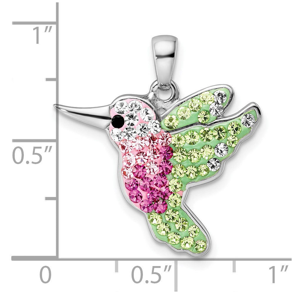 FJC Finejewelers 925 Sterling Silver Rhodium Plated Preciosa Crystal Hummingbird Charm 24 x 22 mm