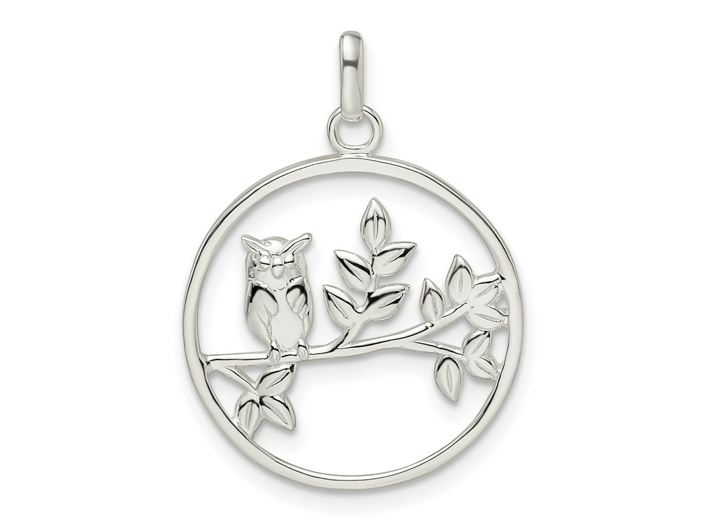 FJC Finejewelers 925 Sterling Silver Antiqued Owl Charm 26 x 19 mm