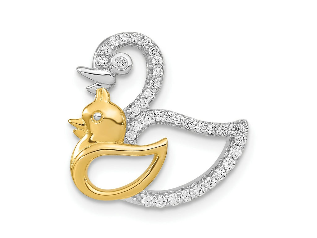 FJC Finejewelers 925 Sterling Silver Themed CZ Gold-tone Duck Slide 17.08 mm x 17.15 mm