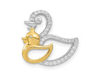 FJC Finejewelers 925 Sterling Silver Themed CZ Gold-tone Duck Slide 17.08 mm x 17.15 mm
