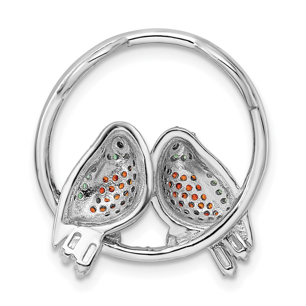 FJC Finejewelers 925 Sterling Silver Rhodium Plated CZ Birds on Perch Chain Slide 22 x 20 mm