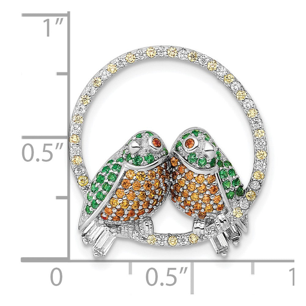 FJC Finejewelers 925 Sterling Silver Rhodium Plated CZ Birds on Perch Chain Slide 22 x 20 mm