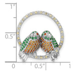 FJC Finejewelers 925 Sterling Silver Rhodium Plated CZ Birds on Perch Chain Slide 22 x 20 mm