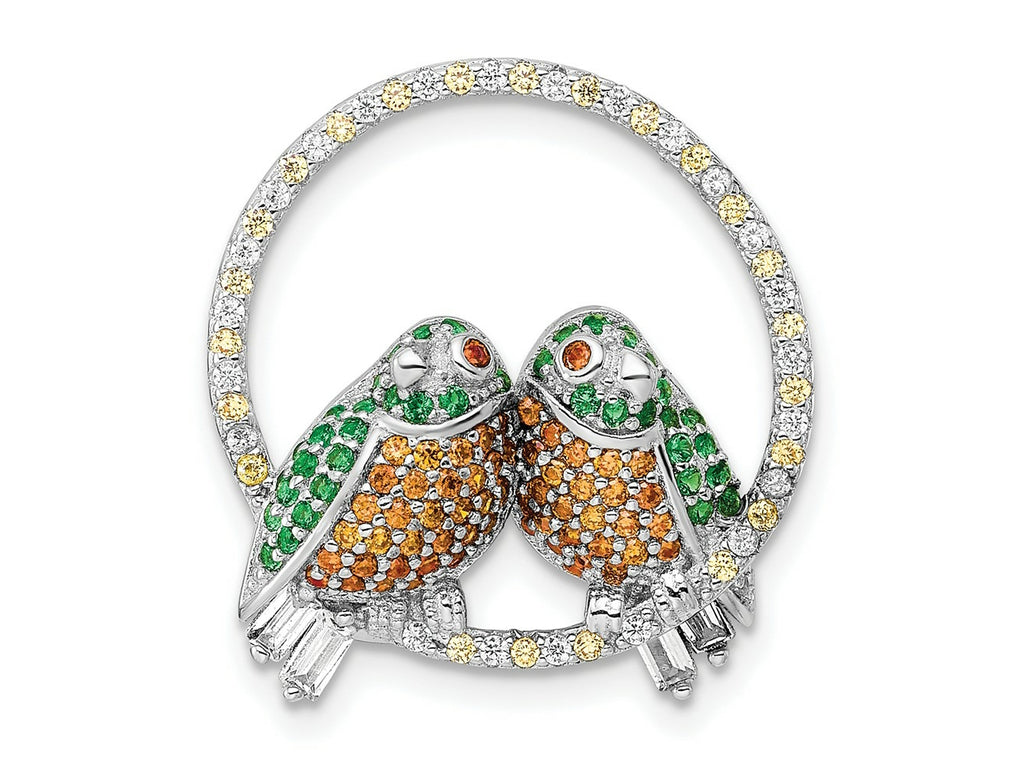 FJC Finejewelers 925 Sterling Silver Rhodium Plated CZ Birds on Perch Chain Slide 22 x 20 mm