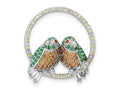 FJC Finejewelers 925 Sterling Silver Rhodium Plated CZ Birds on Perch Chain Slide 22 x 20 mm
