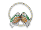 FJC Finejewelers 925 Sterling Silver Rhodium Plated CZ Birds on Perch Chain Slide 22 x 20 mm