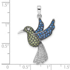 FJC Finejewelers 925 Sterling Silver Blk/White Rhodium Platedd Multicolor CZ Hummingbird Charm 36 x 23 mm