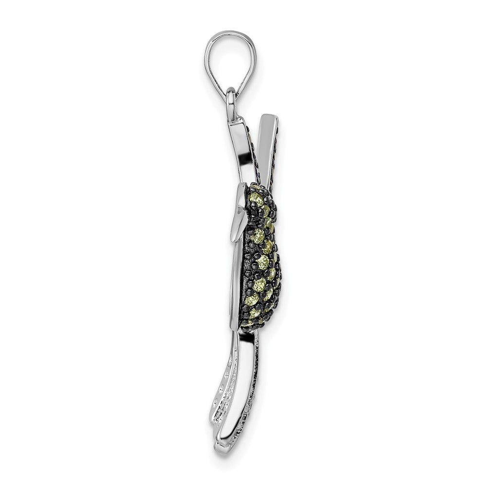 FJC Finejewelers 925 Sterling Silver Blk/White Rhodium Platedd Multicolor CZ Hummingbird Charm 36 x 23 mm