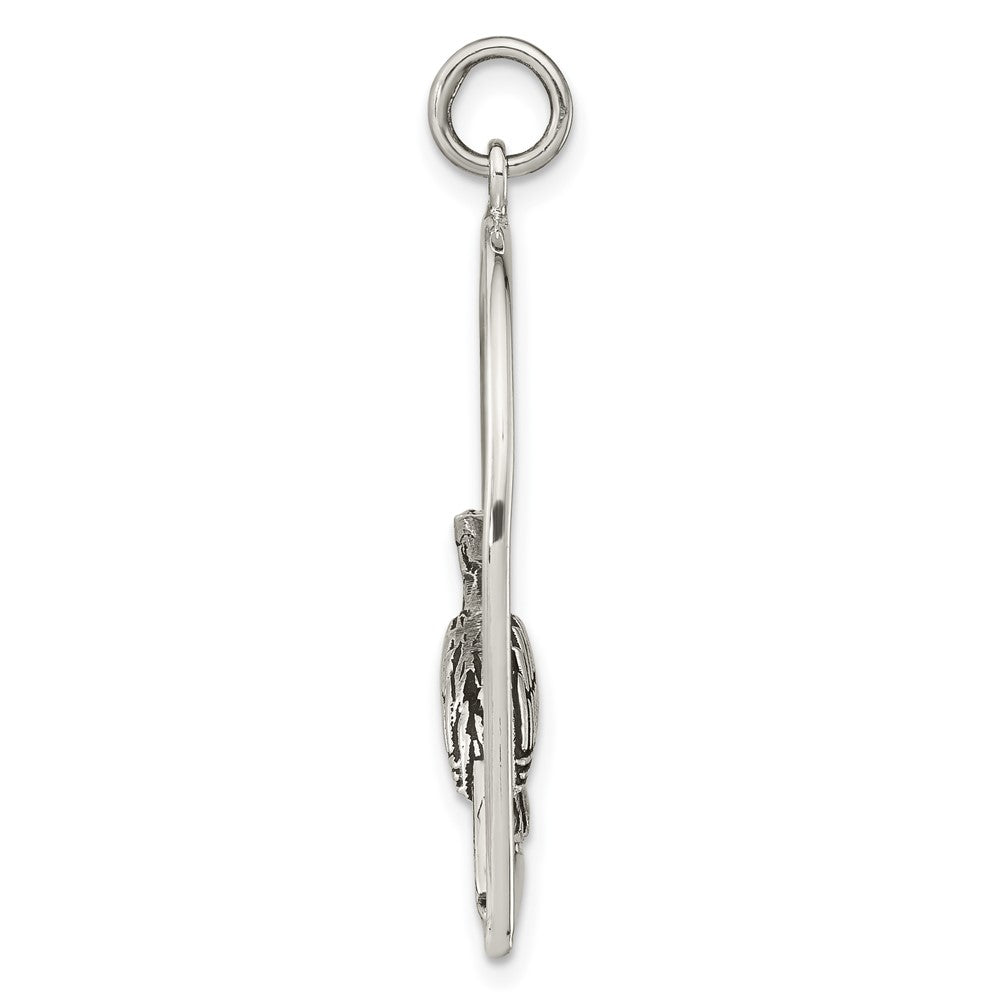 FJC Finejewelers 925 Sterling Silver Antiqued Bird on Branch in Cage Charm 37 x 24 mm