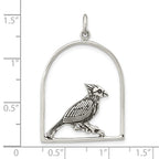 FJC Finejewelers 925 Sterling Silver Antiqued Bird on Branch in Cage Charm 37 x 24 mm