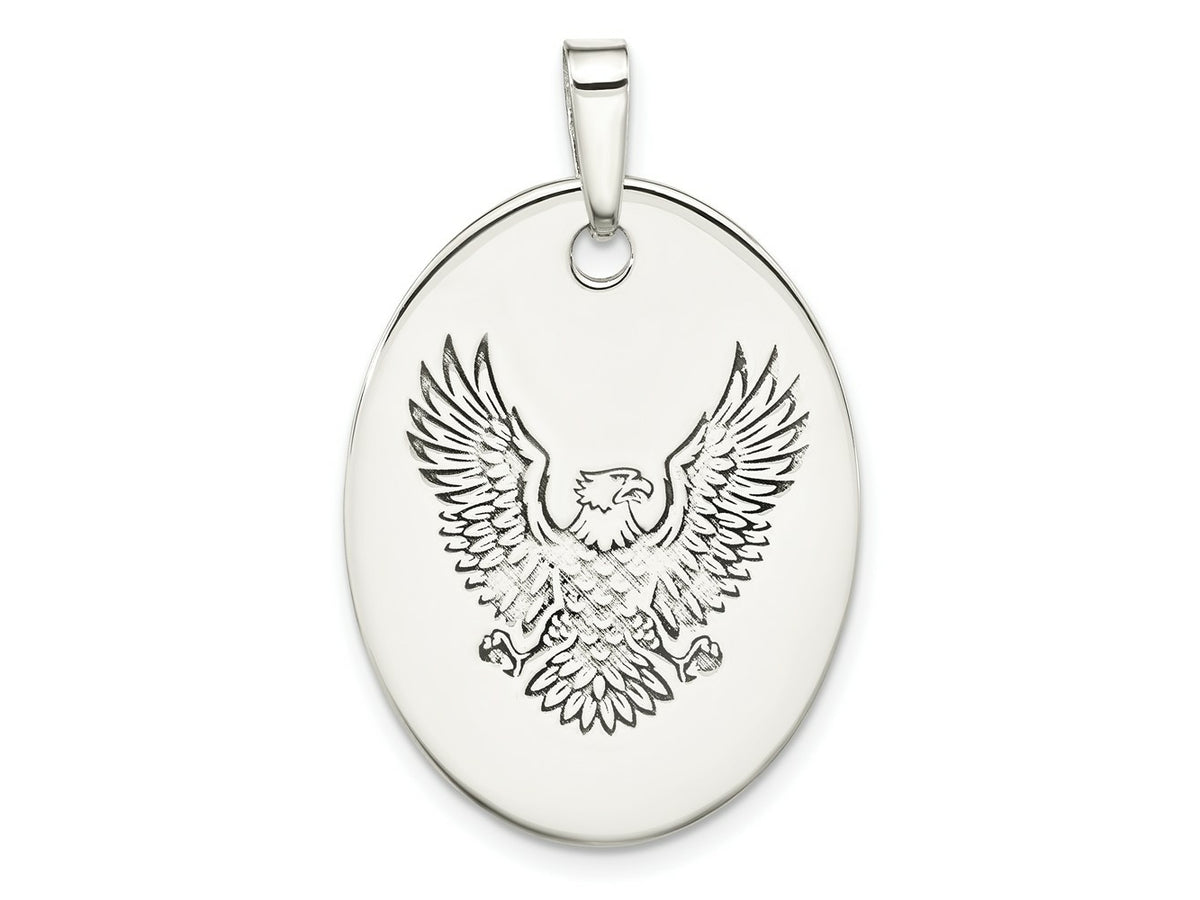FJC Finejewelers 925 Sterling Silver Antiqued Polished Eagle Oval Charm 36 x 22 mm