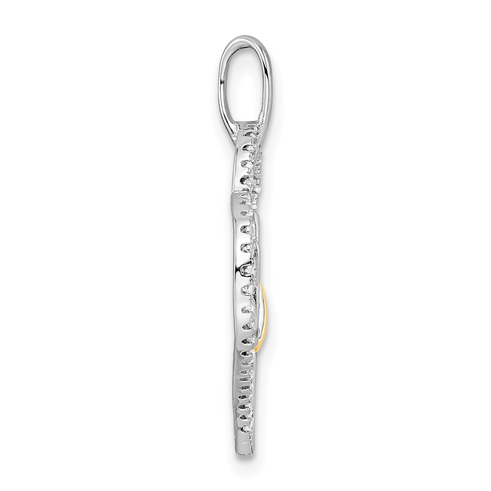 FJC Finejewelers 925 Sterling Silver Gold-tone CZ Cat in Heart Charm 26.58 mm x 19.14 mm