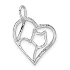 FJC Finejewelers 925 Sterling Silver Gold-tone CZ Cat in Heart Charm 26.58 mm x 19.14 mm