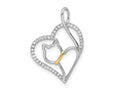FJC Finejewelers 925 Sterling Silver Gold-tone CZ Cat in Heart Charm 26.58 mm x 19.14 mm