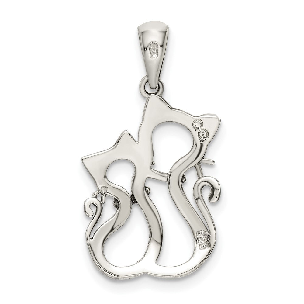 FJC Finejewelers 925 Sterling Silver Antiqued Polished Marcasite Cats Charm 25 x 13 mm