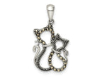 FJC Finejewelers 925 Sterling Silver Antiqued Polished Marcasite Cats Charm 25 x 13 mm