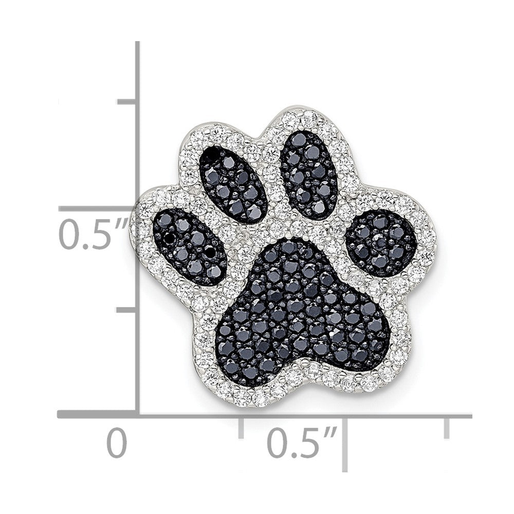 FJC Finejewelers 925 Sterling Silver Rhodium Plated Polished CZ Paw Print Chain Slide 18 x 18 mm