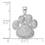 FJC Finejewelers 925 Sterling Silver Rhodium Plated Polished CZ Paw Print Charm 22 x 17 mm