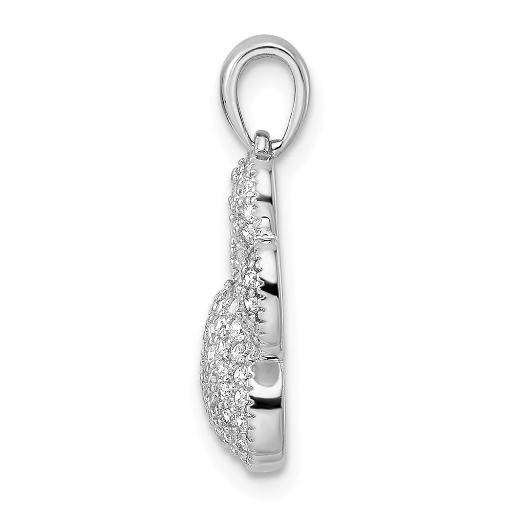 FJC Finejewelers 925 Sterling Silver Rhodium Plated Polished CZ Paw Print Charm 22 x 17 mm