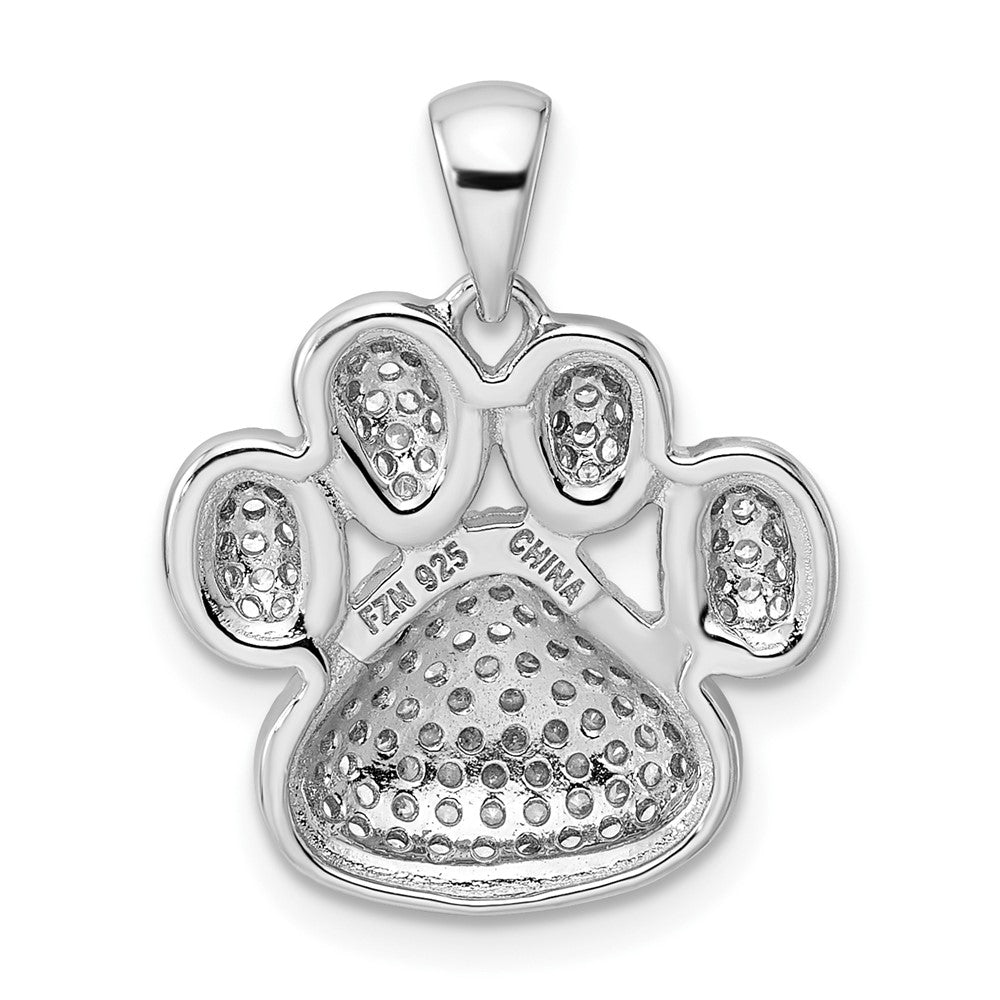 FJC Finejewelers 925 Sterling Silver Rhodium Plated Polished CZ Paw Print Charm 22 x 17 mm
