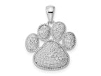 FJC Finejewelers 925 Sterling Silver Rhodium Plated Polished CZ Paw Print Charm 22 x 17 mm