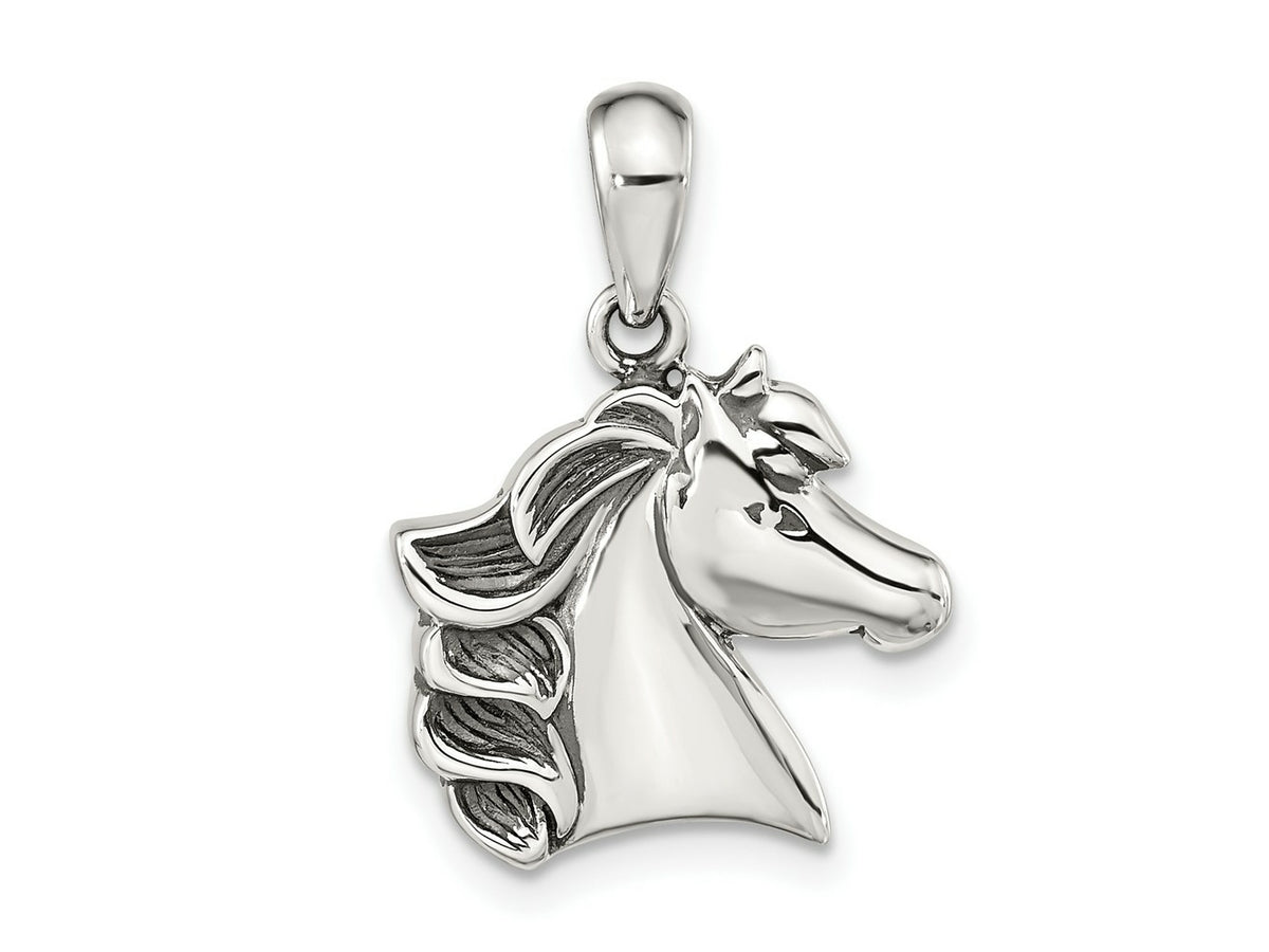FJC Finejewelers 925 Sterling Silver Antiqued Polished Horse Charm 21 x 15 mm