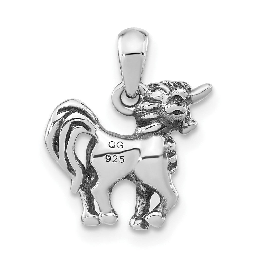 FJC Finejewelers 925 Sterling Silver Antiqued Polished Unicorn Charm 16 x 12 mm