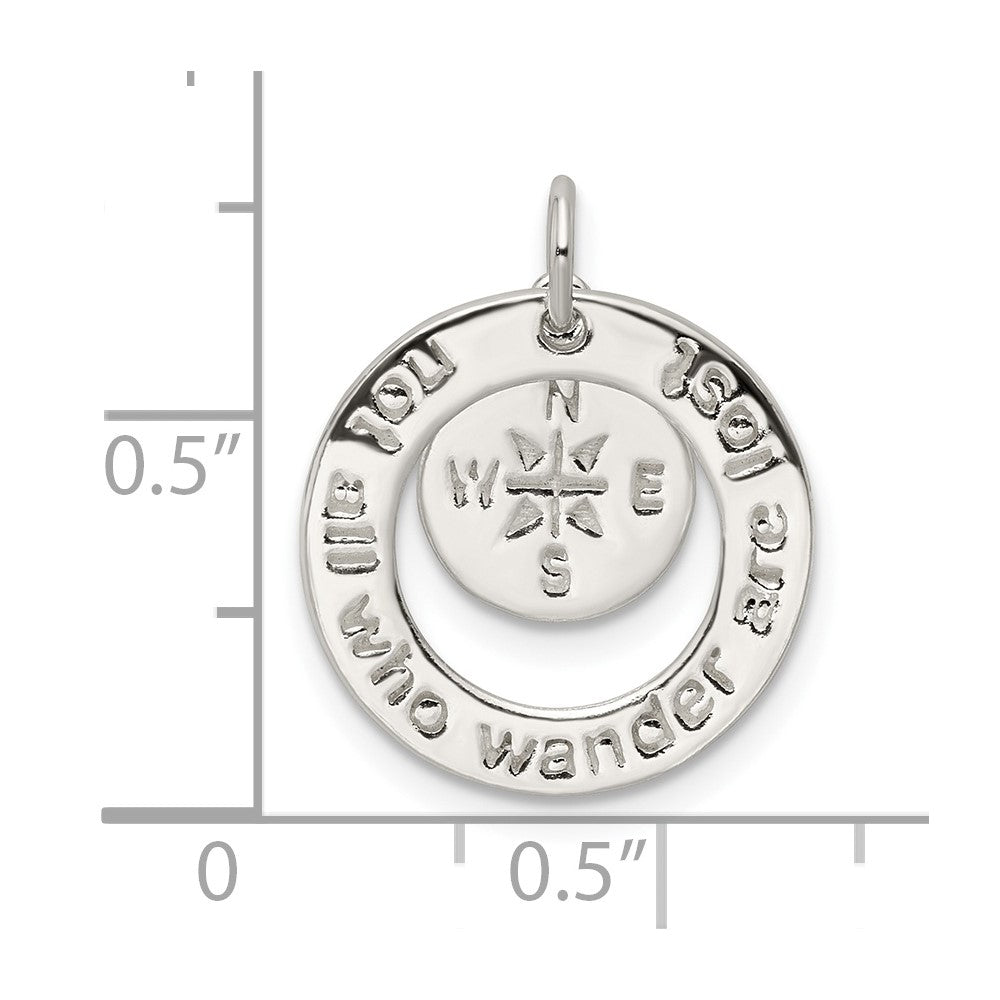 FJC Finejewelers 925 Sterling Silver Round NOT ALL WHO WANDER Charm 19 x 16 mm