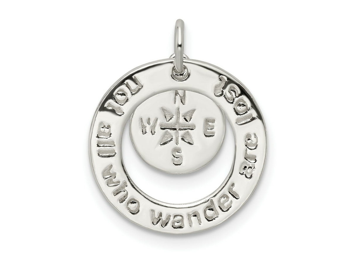 FJC Finejewelers 925 Sterling Silver Round NOT ALL WHO WANDER Charm 19 x 16 mm