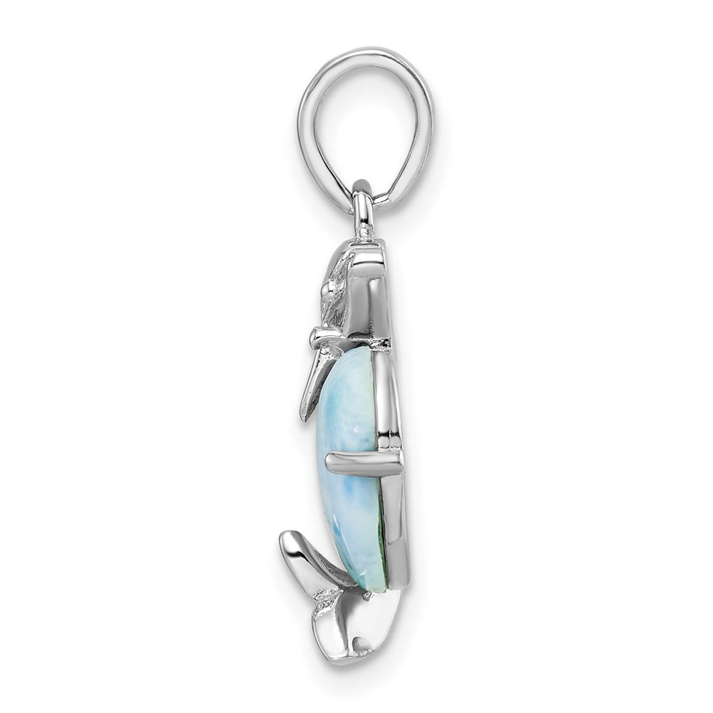 FJC Finejewelers 925 Sterling Silver Rhodium Plated Polished Filigree Dolphin Larimar Charm 26 x 16 mm