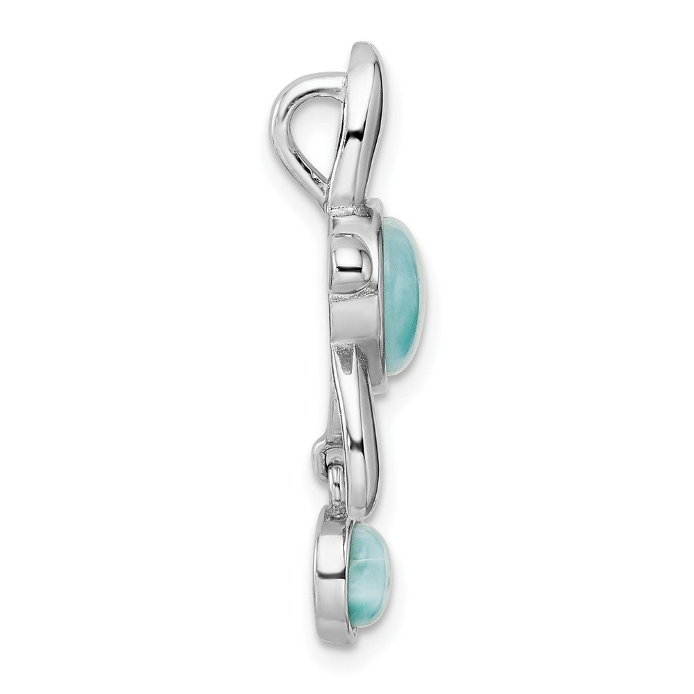 FJC Finejewelers 925 Sterling Silver Rhodium Plated Polished Larimar Turtle Chain Slide 28 x 17 mm