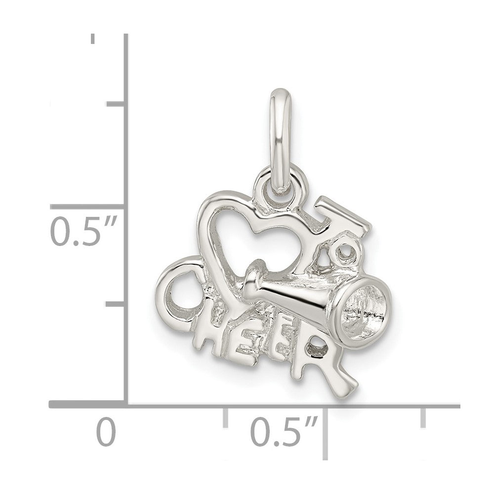 FJC Finejewelers 925 Sterling Silver Polished I Love Cheer Charm 18 x 14 mm