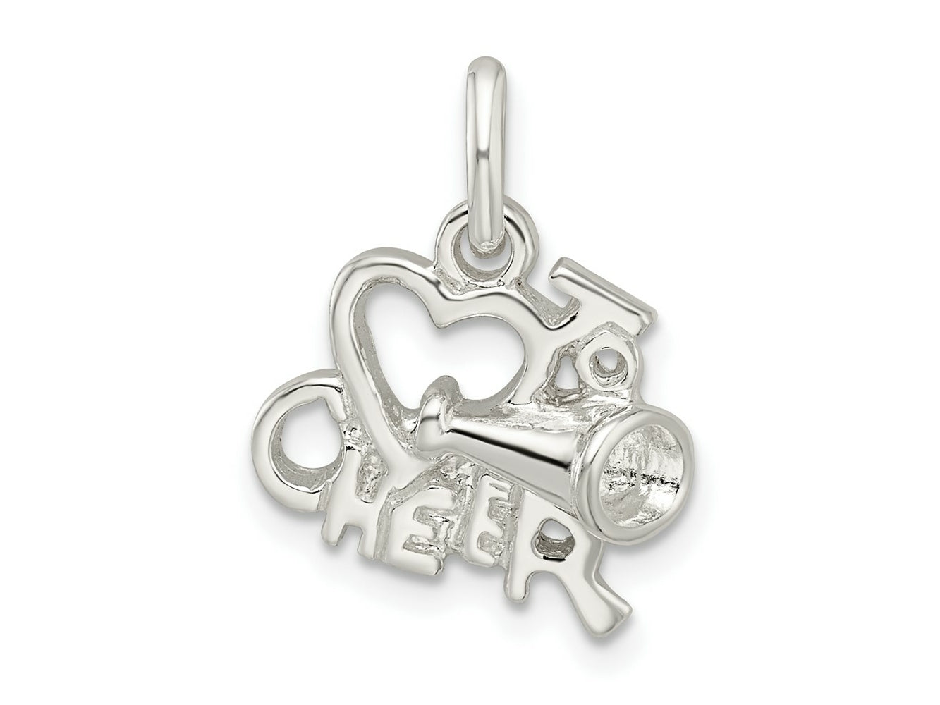 FJC Finejewelers 925 Sterling Silver Polished I Love Cheer Charm 18 x 14 mm