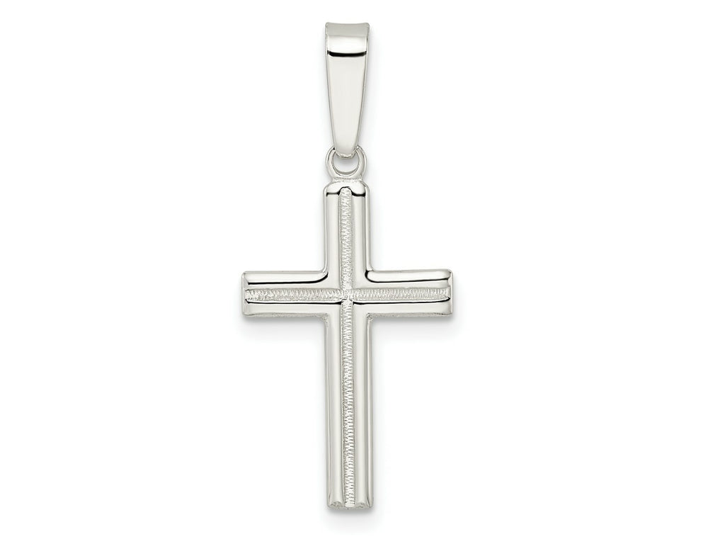 FJC Finejewelers 925 Sterling Silver Polished and Satin Center Latin Cross Charm 35 x 16 mm
