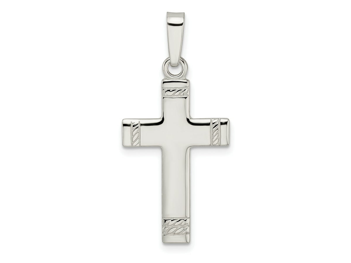 FJC Finejewelers 925 Sterling Silver Polished with Rope Ends Latin Cross Charm 35 x 16 mm