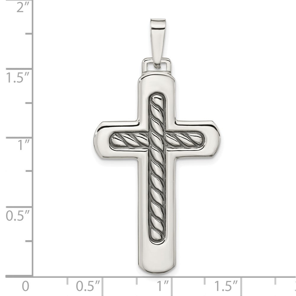 FJC Finejewelers 925 Sterling Silver Polished and Antiqued Textured Center Cross Charm 45 x 22 mm
