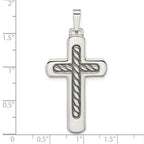 FJC Finejewelers 925 Sterling Silver Polished and Antiqued Textured Center Cross Charm 45 x 22 mm