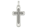 FJC Finejewelers 925 Sterling Silver Polished and Antiqued Textured Center Cross Charm 45 x 22 mm