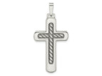 FJC Finejewelers 925 Sterling Silver Polished and Antiqued Textured Center Cross Charm 45 x 22 mm