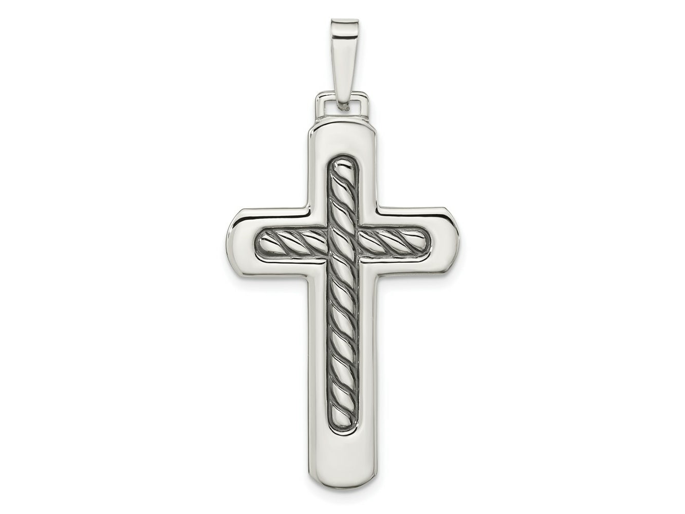 FJC Finejewelers 925 Sterling Silver Polished and Antiqued Textured Center Cross Charm 45 x 22 mm