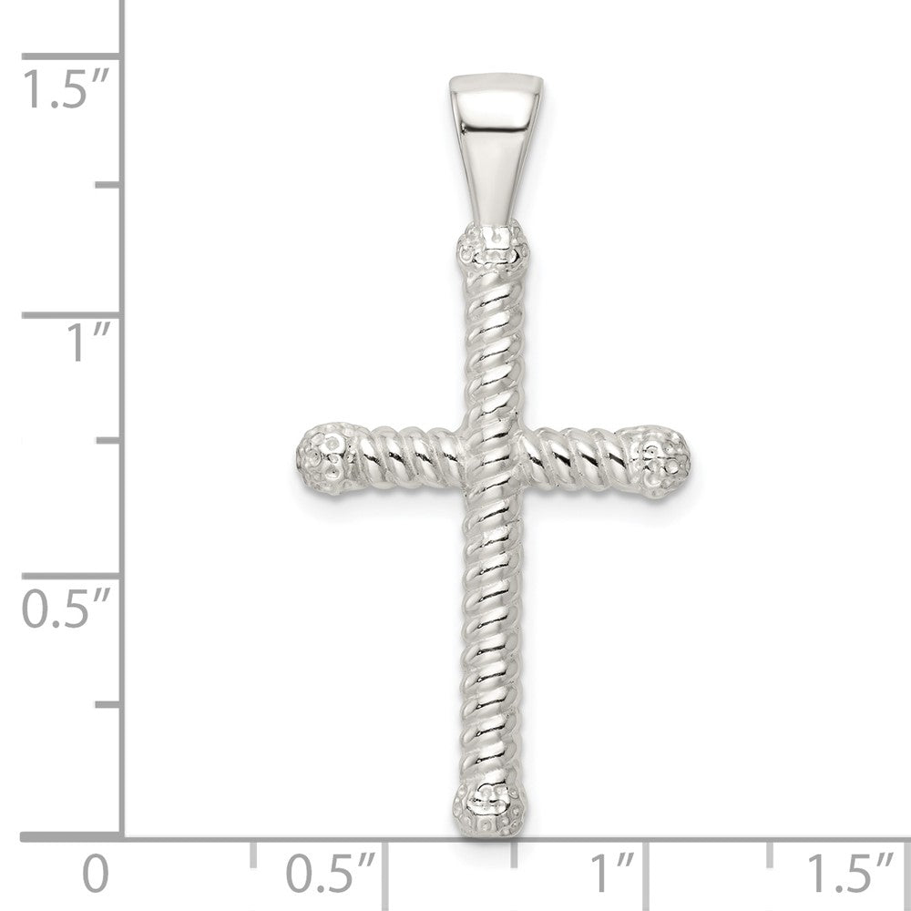 FJC Finejewelers 925 Sterling Silver Polished Twisted Hollow Latin Cross Charm 38 x 19 mm