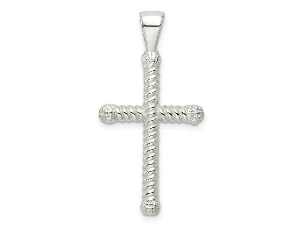 FJC Finejewelers 925 Sterling Silver Polished Twisted Hollow Latin Cross Charm 38 x 19 mm