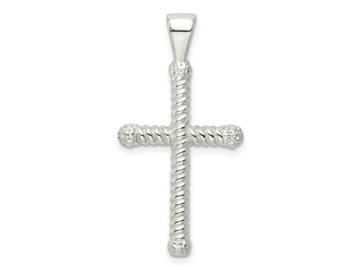 FJC Finejewelers 925 Sterling Silver Polished Twisted Hollow Latin Cross Charm 38 x 19 mm