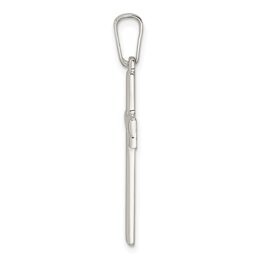 FJC Finejewelers 925 Sterling Silver Polished with Lines Latin Cross Charm 36 x 17 mm