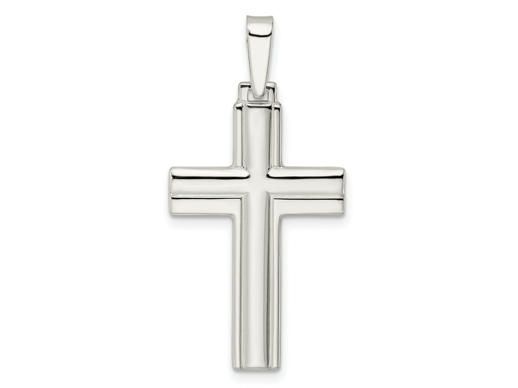 FJC Finejewelers 925 Sterling Silver Polished with Lines Latin Cross Charm 36 x 17 mm