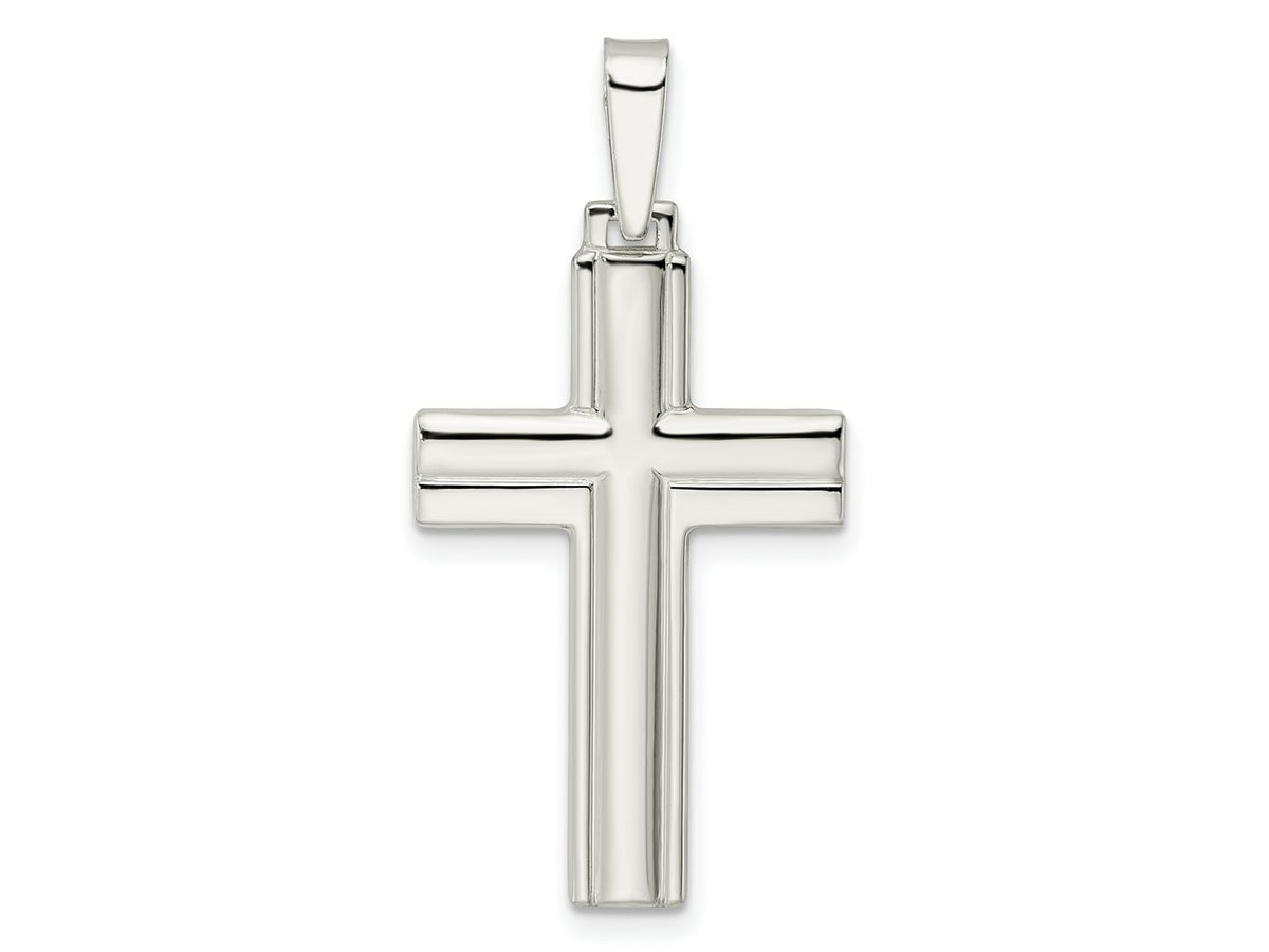 FJC Finejewelers 925 Sterling Silver Polished with Lines Latin Cross Charm 36 x 17 mm