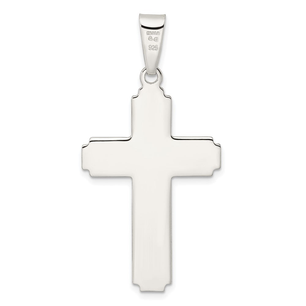 FJC Finejewelers 925 Sterling Silver Polished with Edge Lines Latin Cross Charm 48 x 23 mm