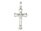 FJC Finejewelers 925 Sterling Silver Polished Fleur de Lis Cross with Cross Center Charm 42 x 20 mm