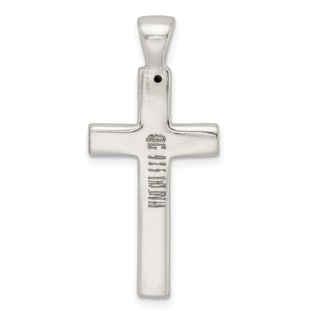 FJC Finejewelers 925 Sterling Silver Polished Greek Key Hollow Latin Cross Charm 36 x 16 mm